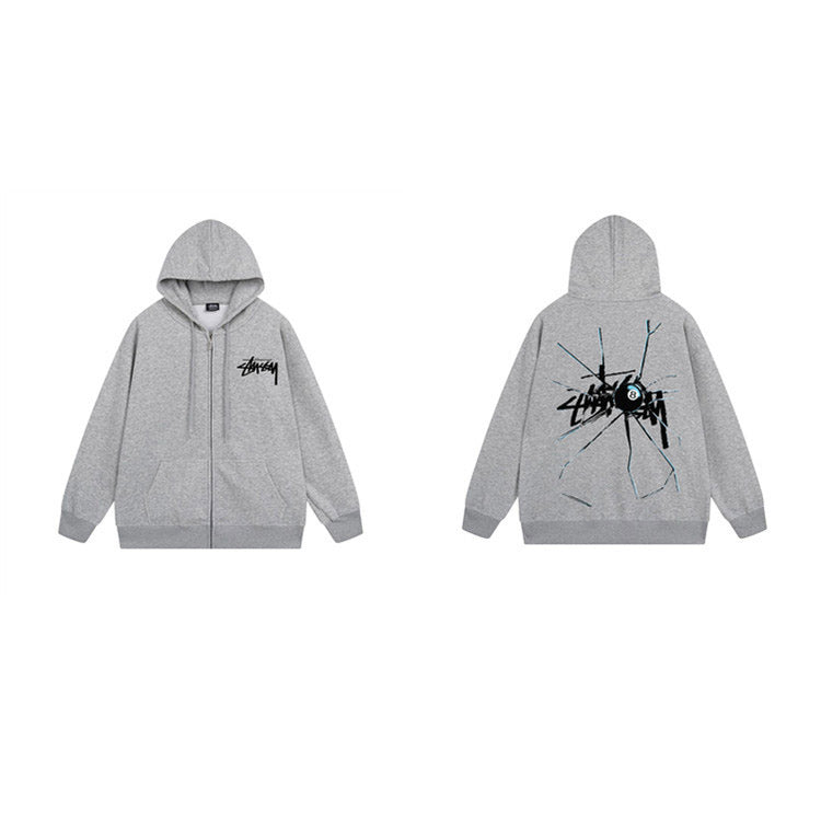 Stussy Hoodie Zip-Up Cardigan Fleece Hooded Sweater