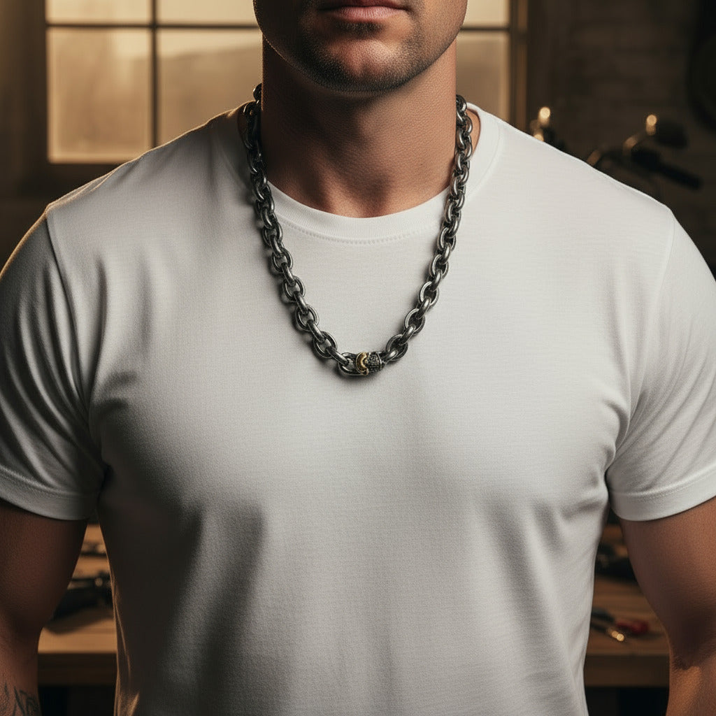 Chrome Hearts Black retro skull punk necklace