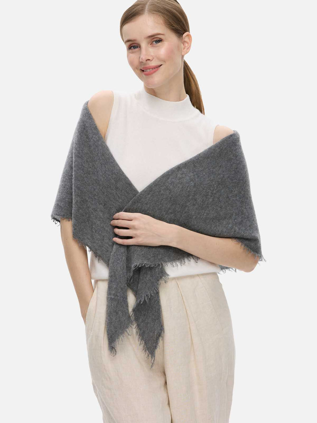 Gray CloudPuff Cashmere Scarf