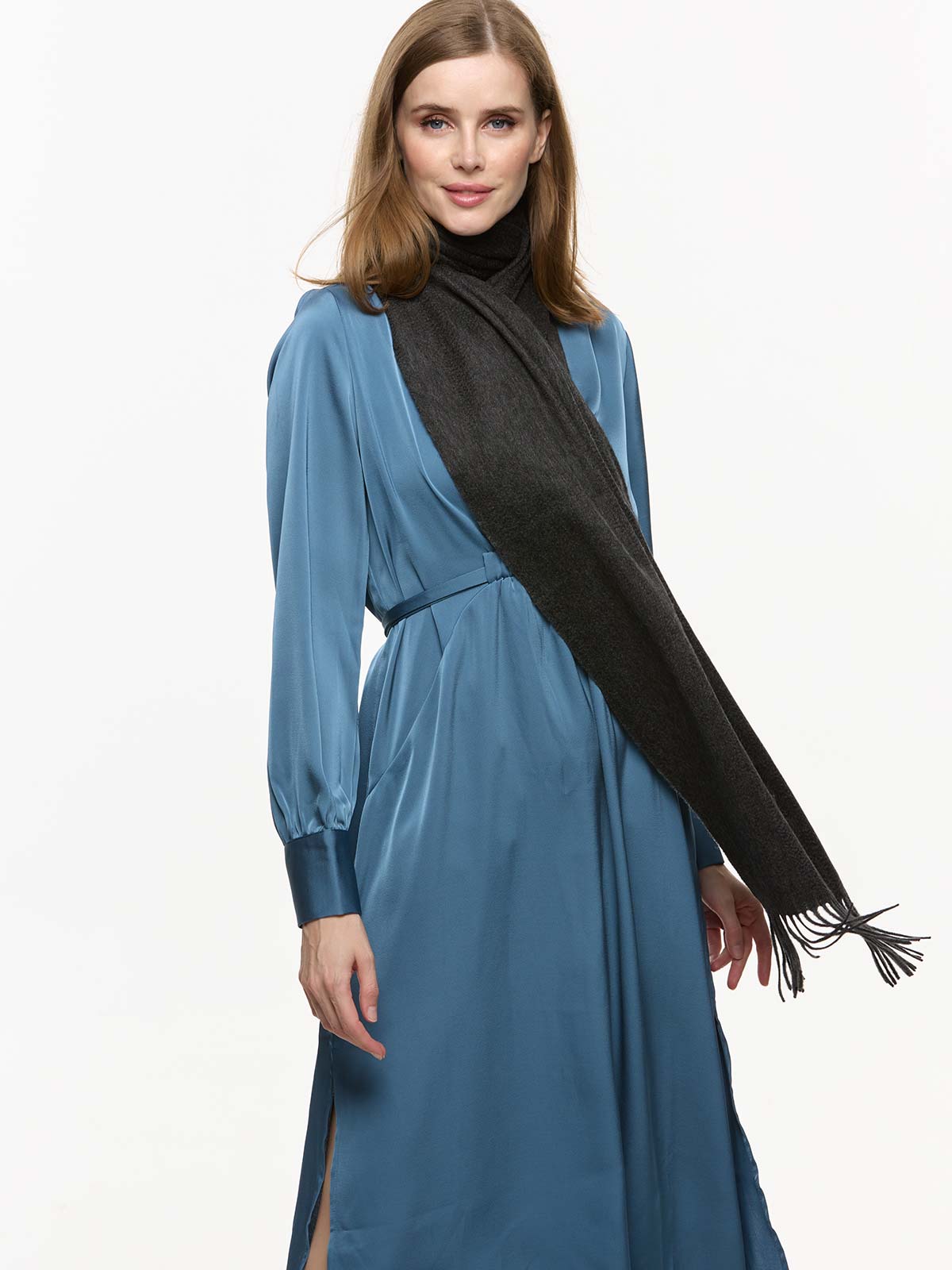 Charcoal Gray Cashmere Scarf