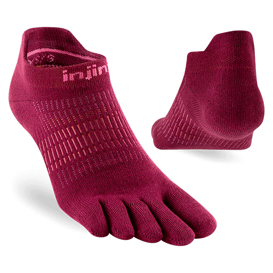 Injinjo Women's Run Lightweight No-Show Ultra Thin Cushioning in Beetroot
