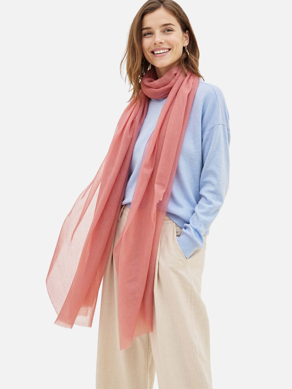 Featherlight Rose Cashmere Scarf