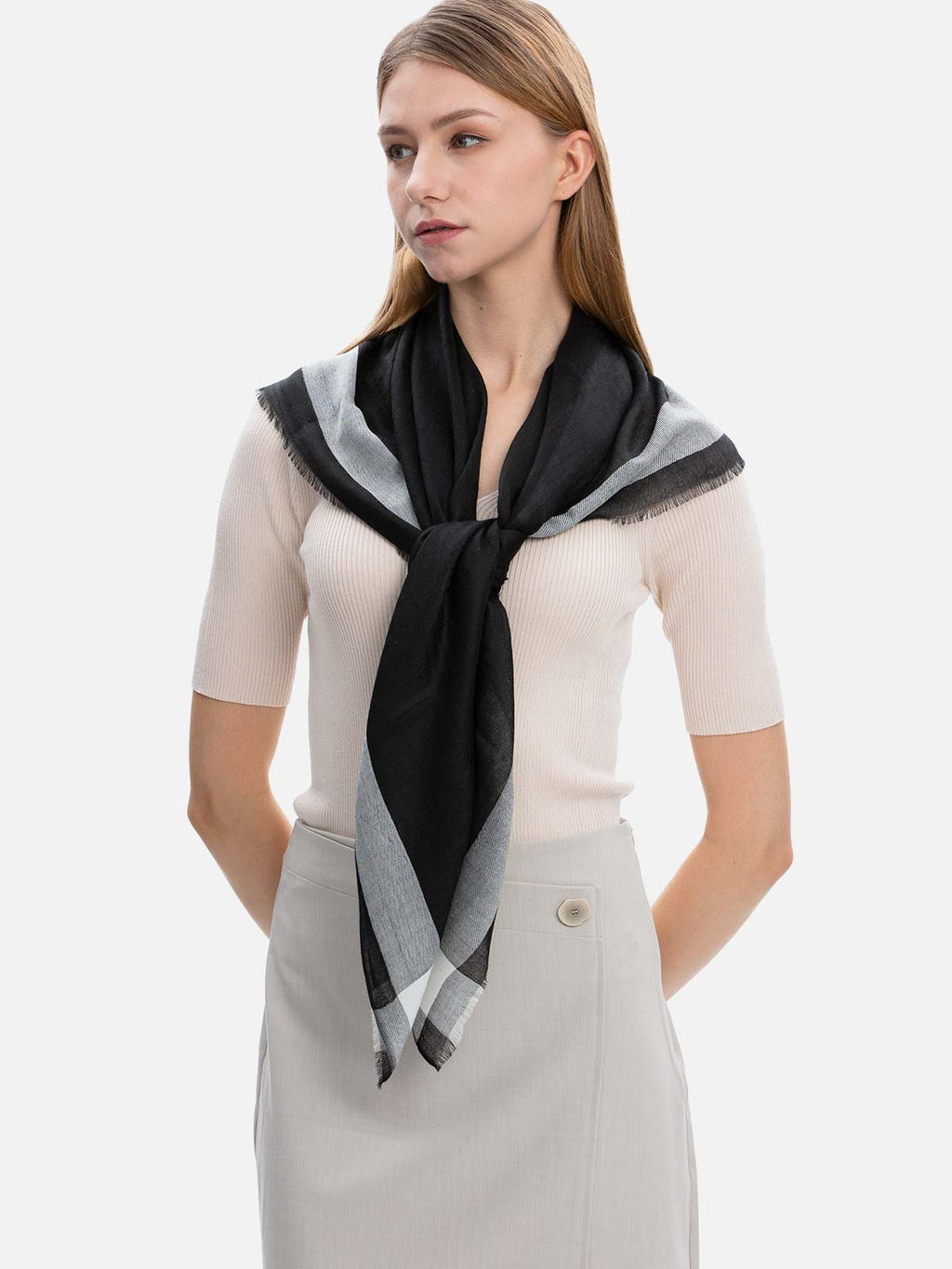 Square - Featherlight Black Cashmere Scarf
