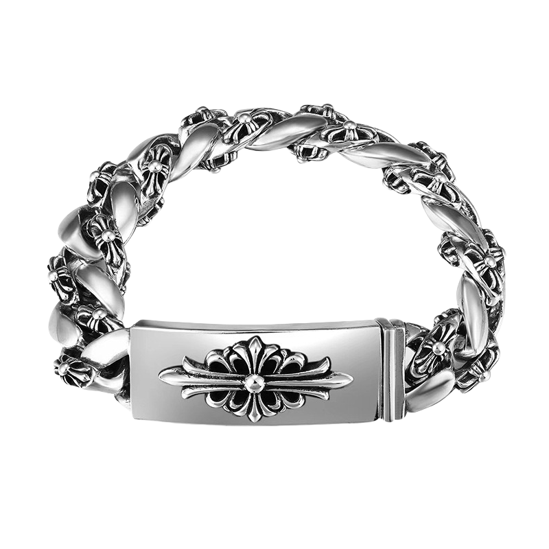 Chrome Hearts 925 Sterling silver Thick Domineering Cross Bracelet