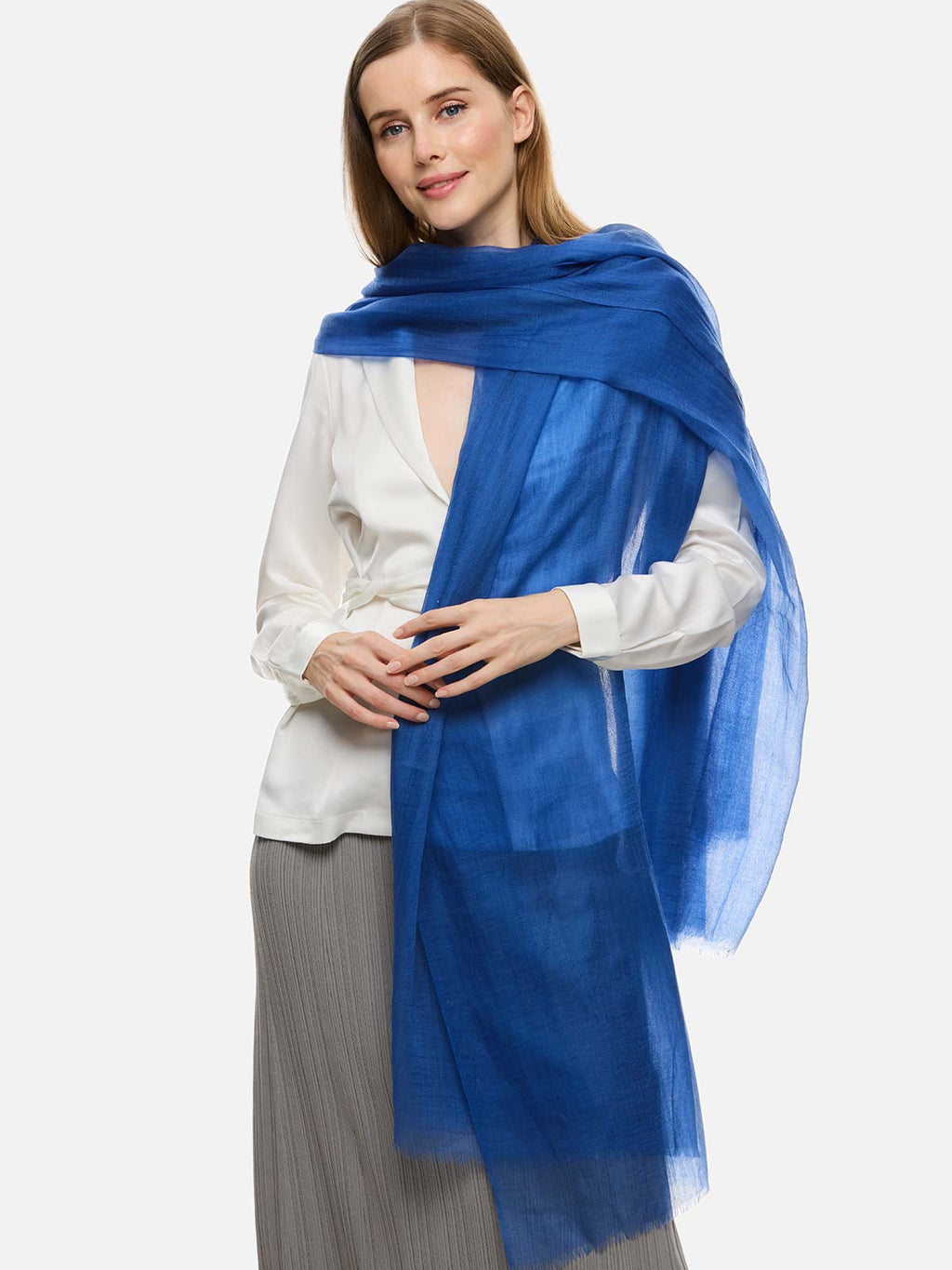 Featherlight Sapphire Cashmere Scarf