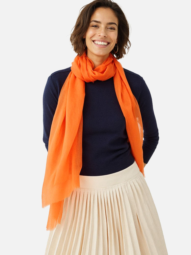 Featherlight Orange Cashmere Scarf