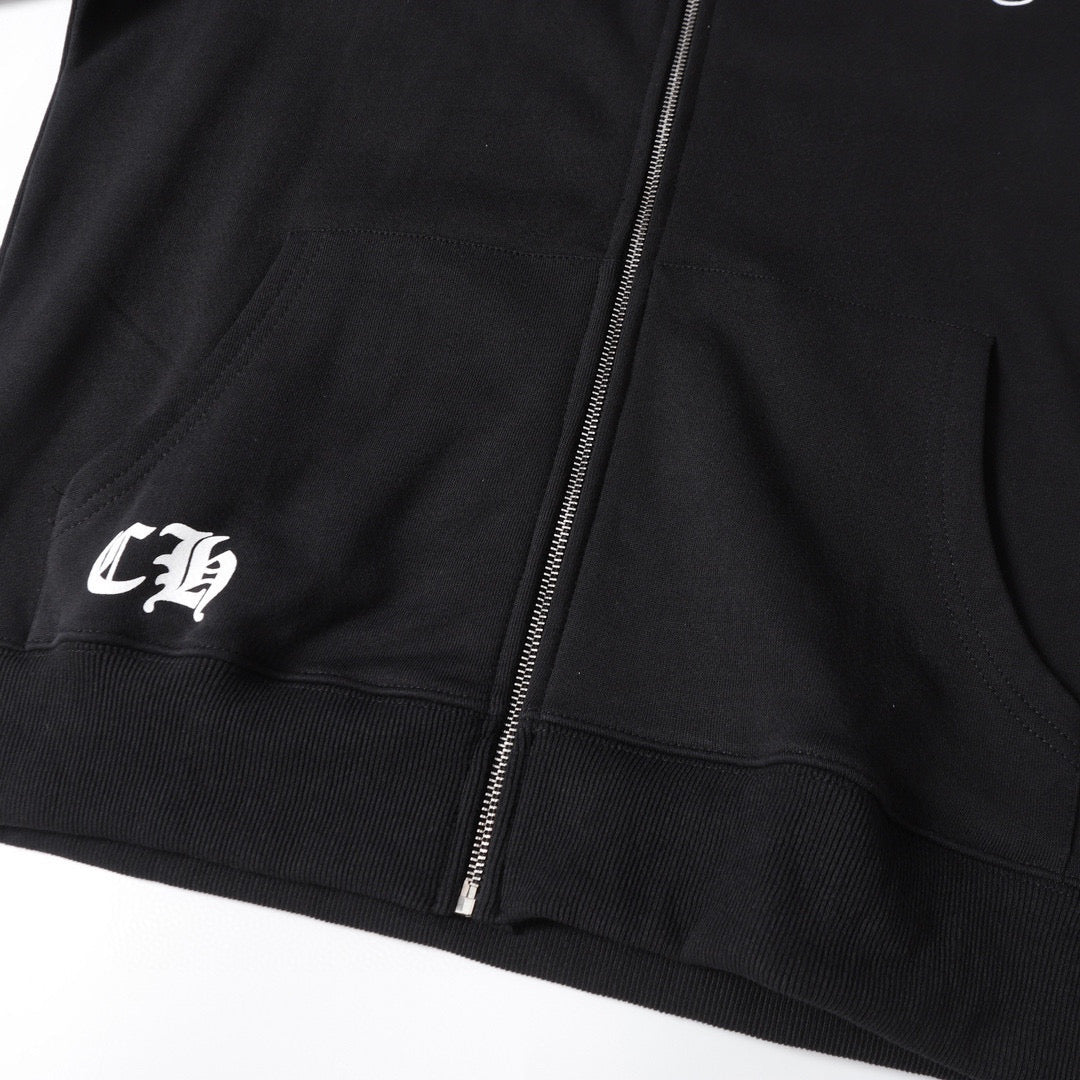 Chrome-Hearts Hoodie - Black Street Style Embroidered Sweatshirt 851