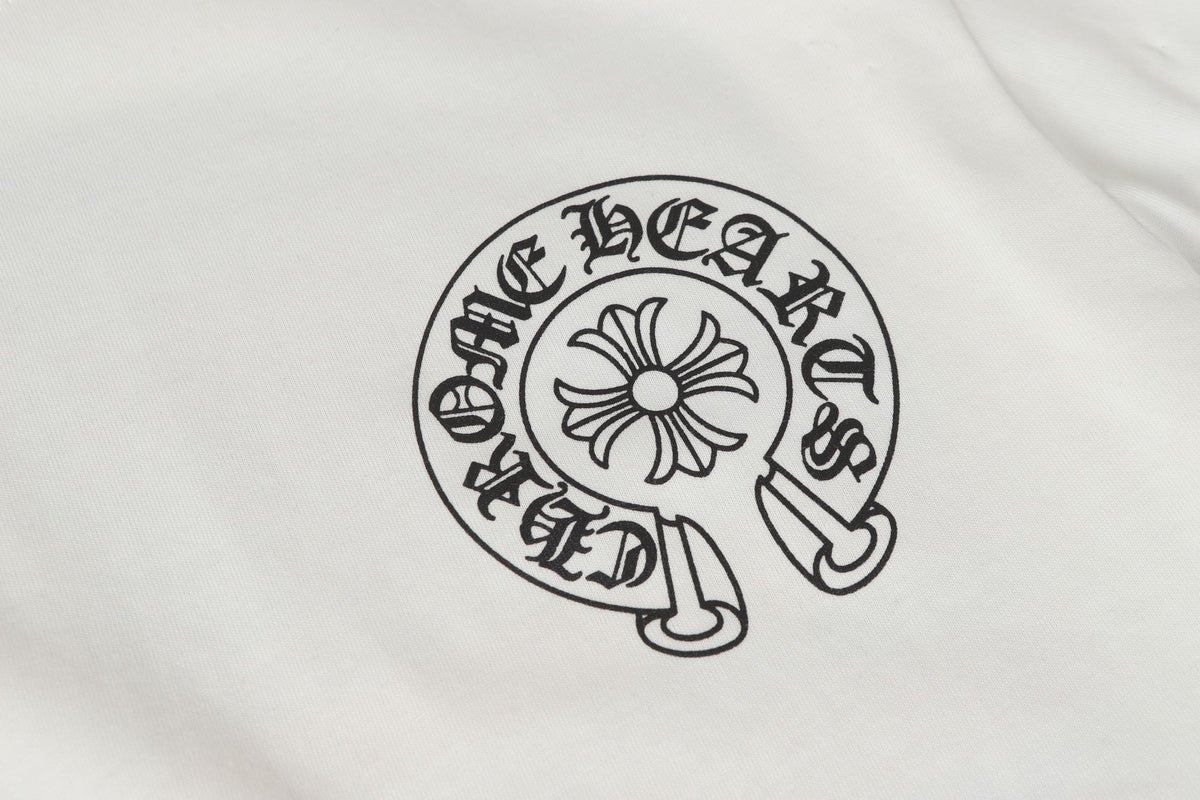 Chrome Hearts Logo Flag Long Sleeve Tee - Black White Gothic Street T-Shirt K2126