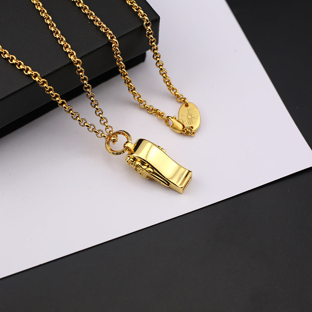 chrome hearts 24 gold holy sword whistle pendant