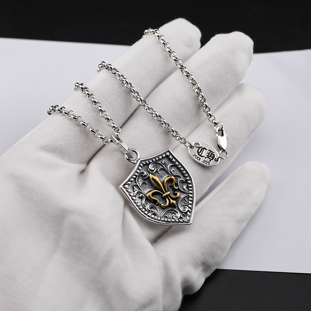 Chrome Hearts gold anchor shield pendant