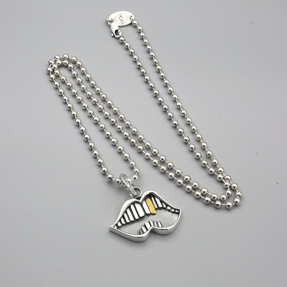 Chrome Hearts big mouth gold tooth necklace