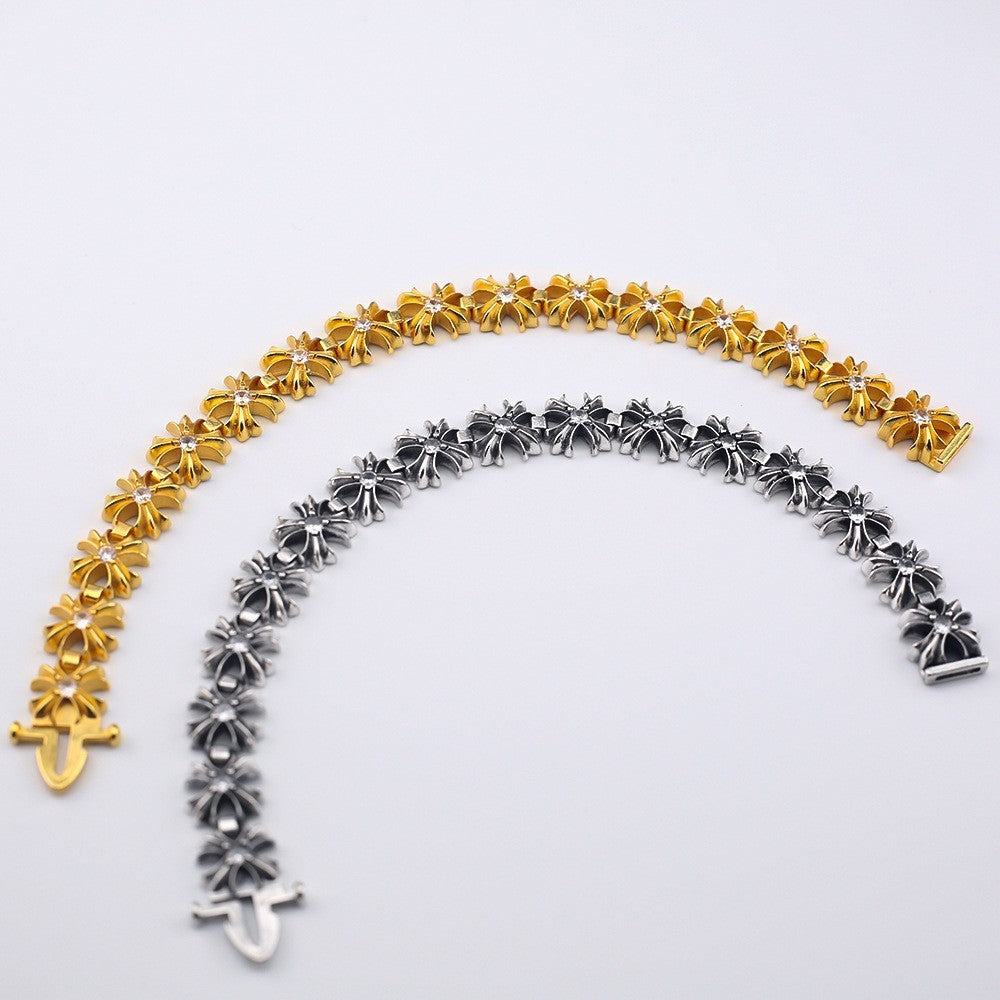 Chrome Hearts antique distressed diamond cross bracelet