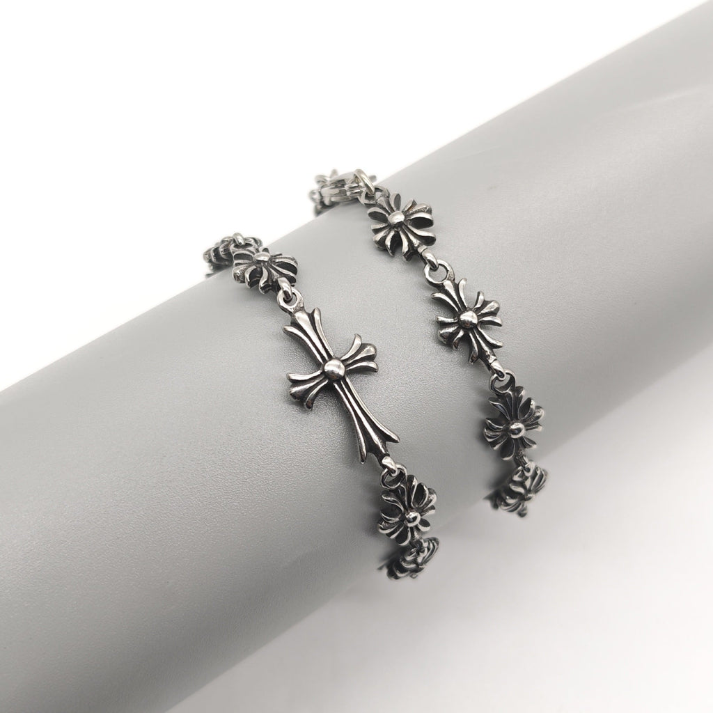 Chrome Hearts Sterling Silver Tiny E CH Plus Corss bracelet