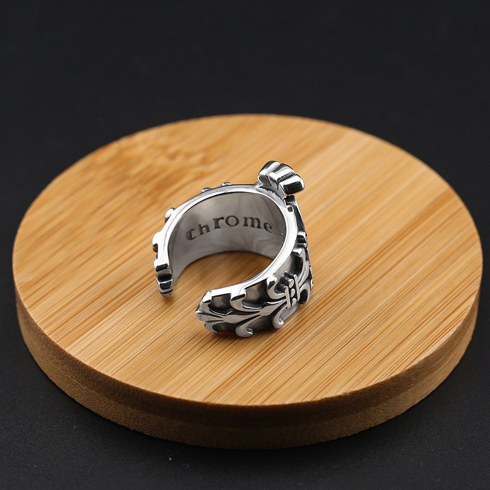 Chrome Hearts distressed anchor open ring