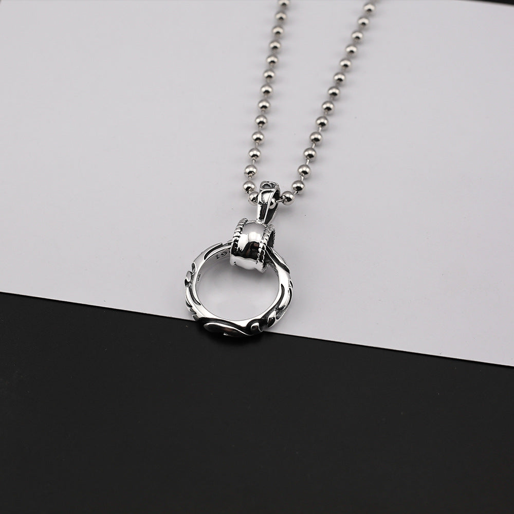 Chrome Hearts patterned ring pendant necklace