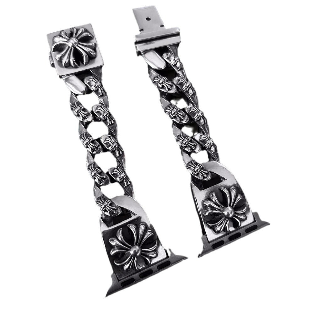 Chrome Hearts cross flower watch chain