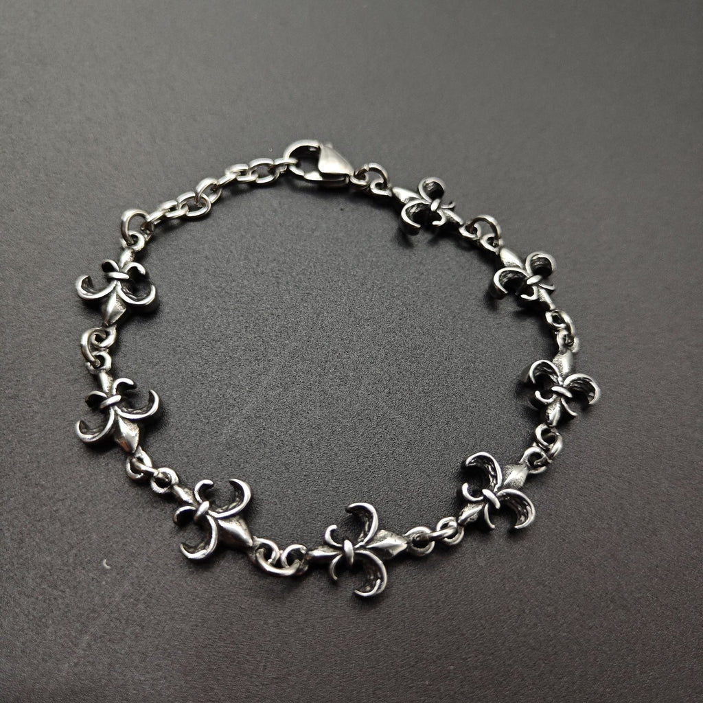 Chrome Hearts retro silver-toned fleur-de-lis link bracelet