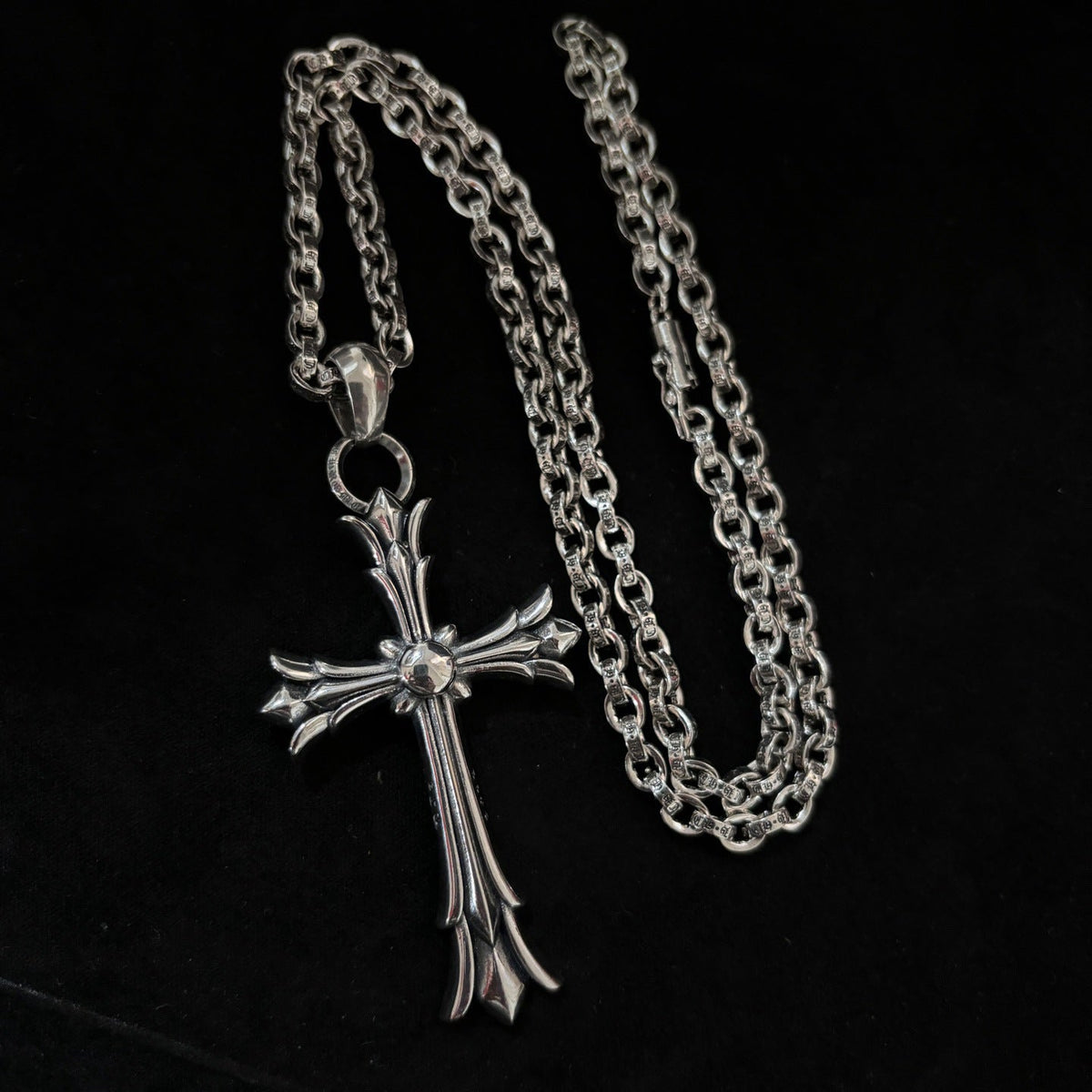 Chrome Hearts large double-layer cross letter chain pendant