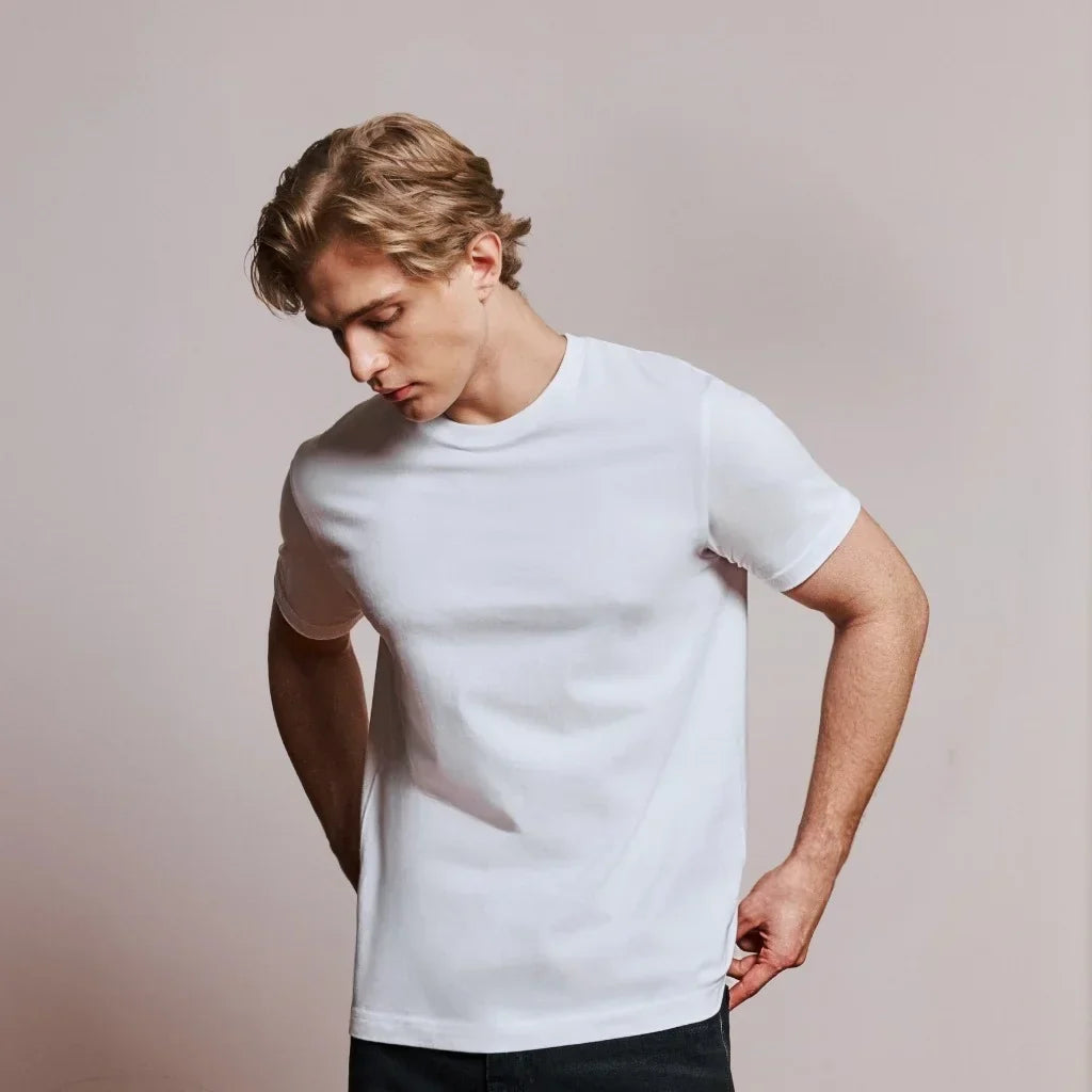 WHITE LOOPWHEELED T-SHIRT 2-PACK