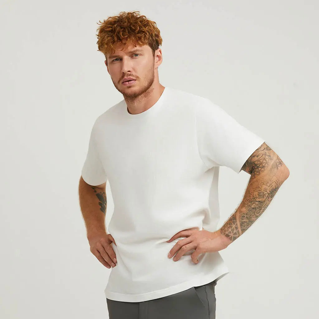 WHITE LOOPWHEELED T-SHIRT