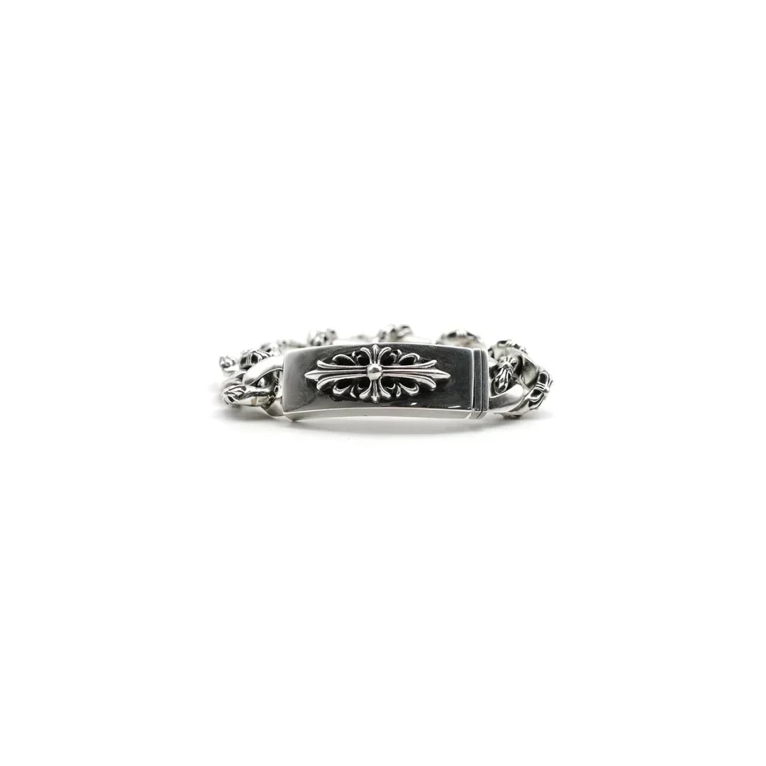 Chrome Hearts Silver Cross Link Cuban Bracelet
