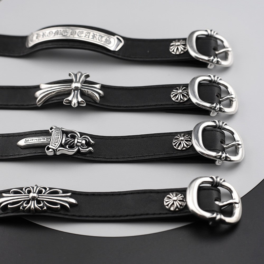Chrome Hearts Cuff Plate Gunslinger Leather Bracelet For Men