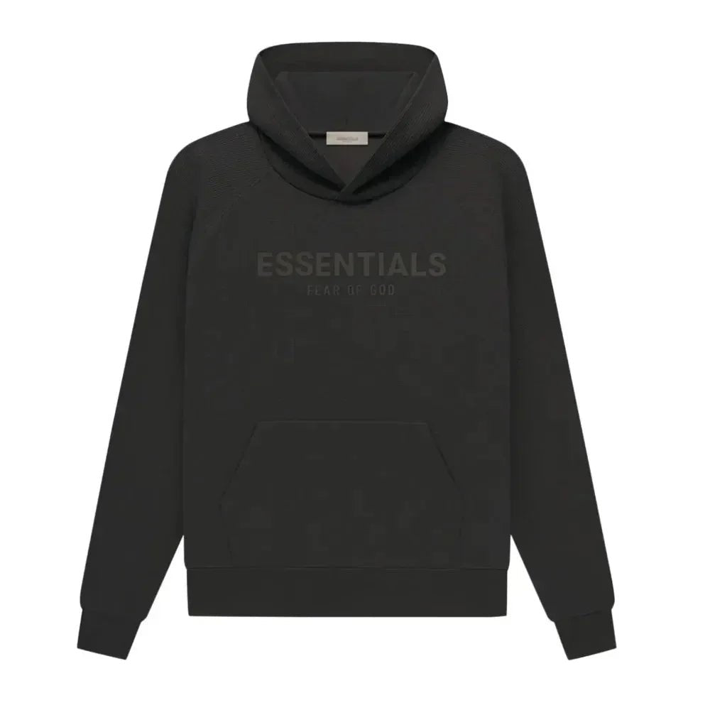 Fear Of God Essentials Waffle Raglan Hoodie Off Black