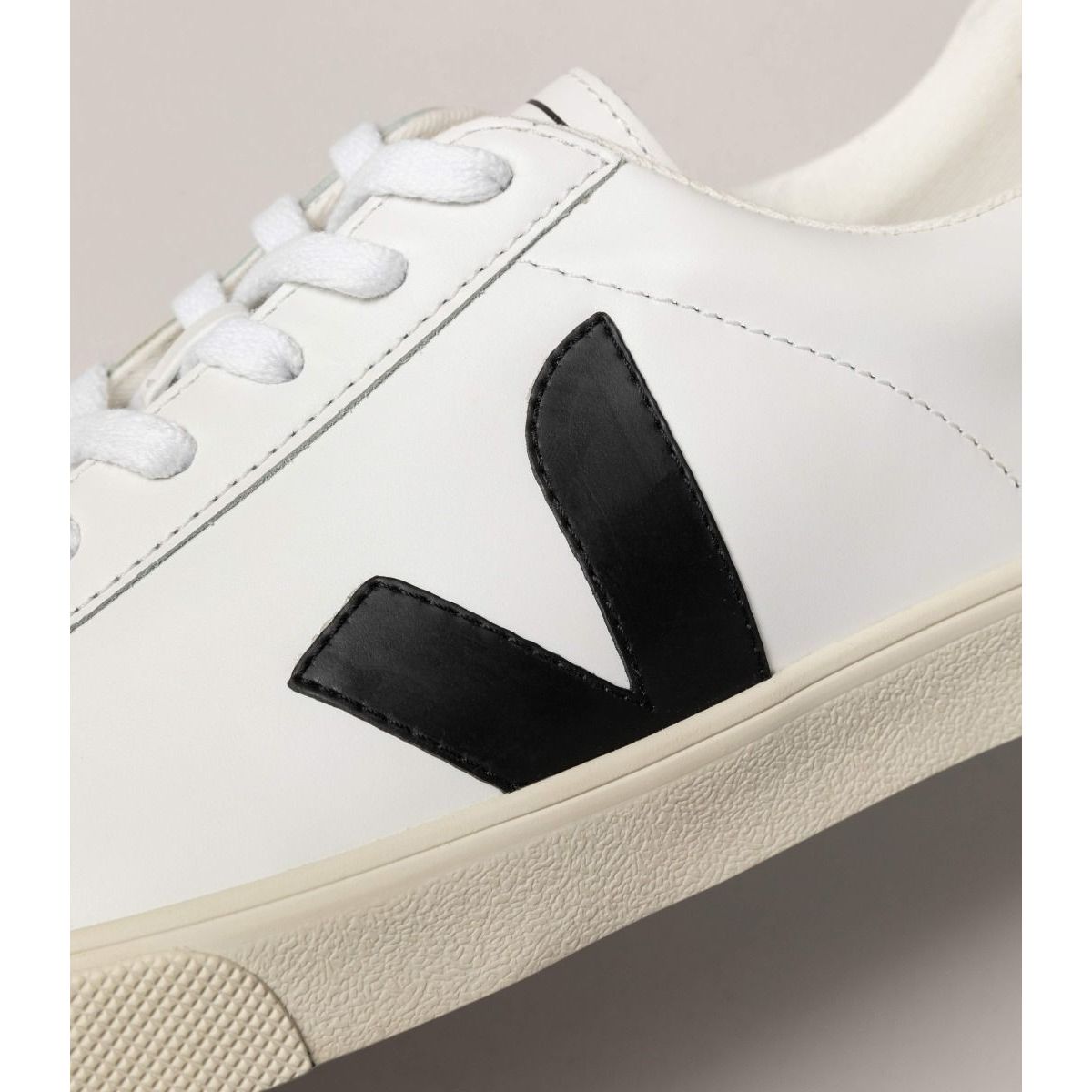 Veja Women's Esplar Leather Sneaker in White Black