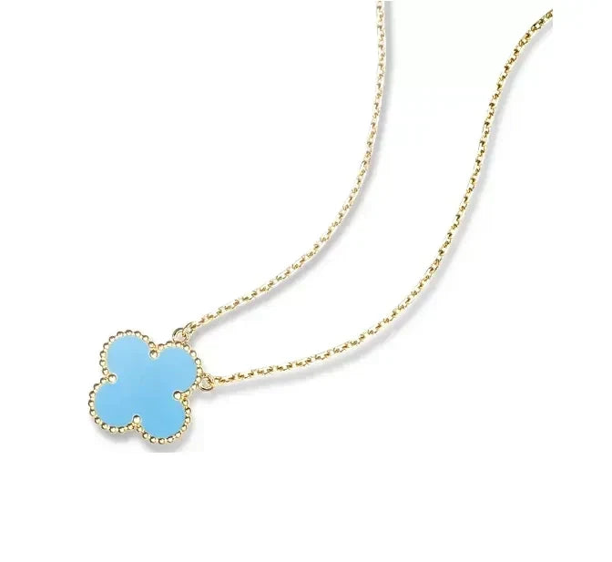 Van Cleef & Arpels Vintage Alhambra Blue Agate Pendant Necklace