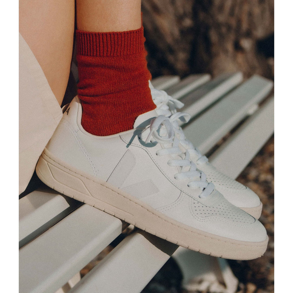 Veja Women's V-10 Leather Sneaker in Extra White